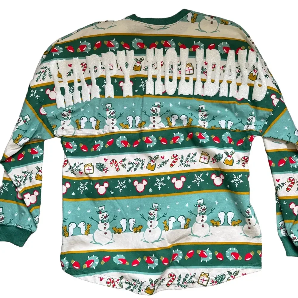 NWOT Disney Spirit Jersey Happy Holidays Long Sleeve Festive Shirt Medium - Picture 10 of 10